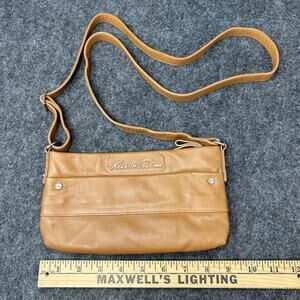 Kenneth Cole Genuine Leather Crossbody Shoulder Bag Adjustable Strap Tan